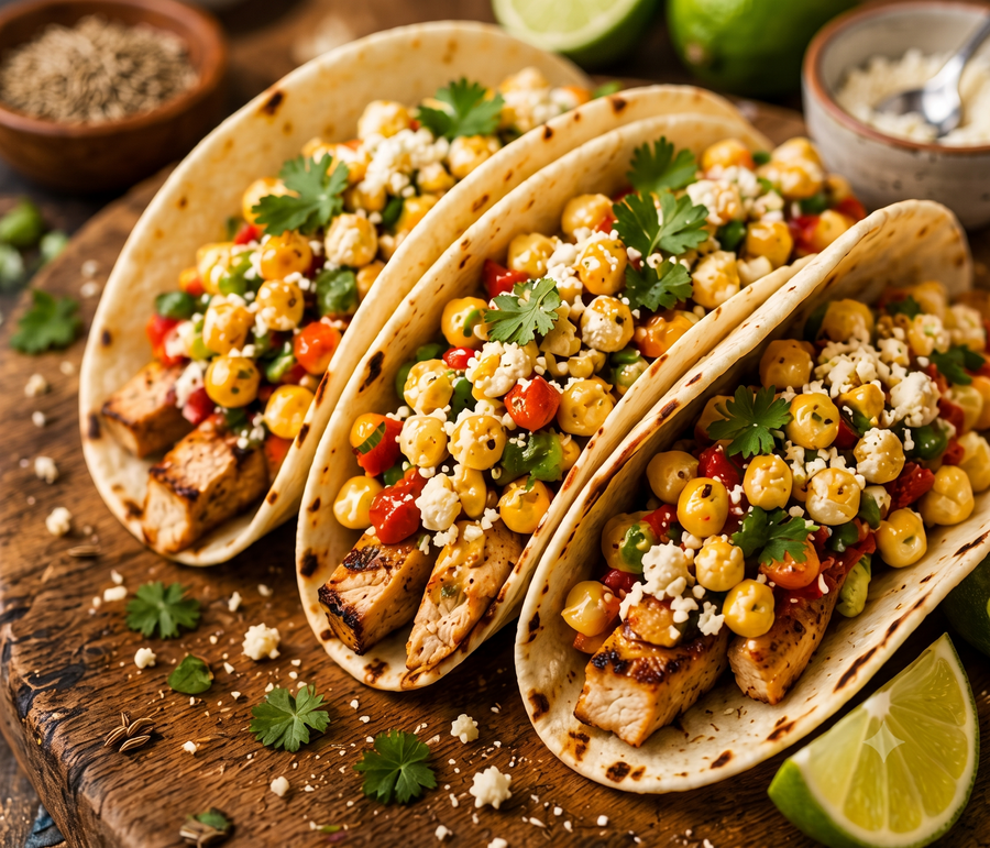 STREET CORN CHICKEN TACOS